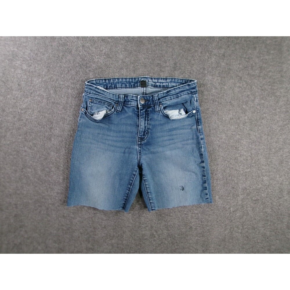 GAP Cut Off Shorts Women 6 Blue Jorts Raw Hem Bermuda Medium Wash Summer